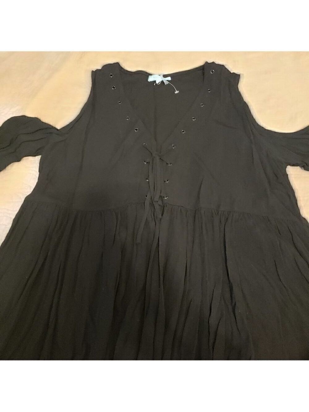 SHE & Sky Black Cold Shoulder Tunic